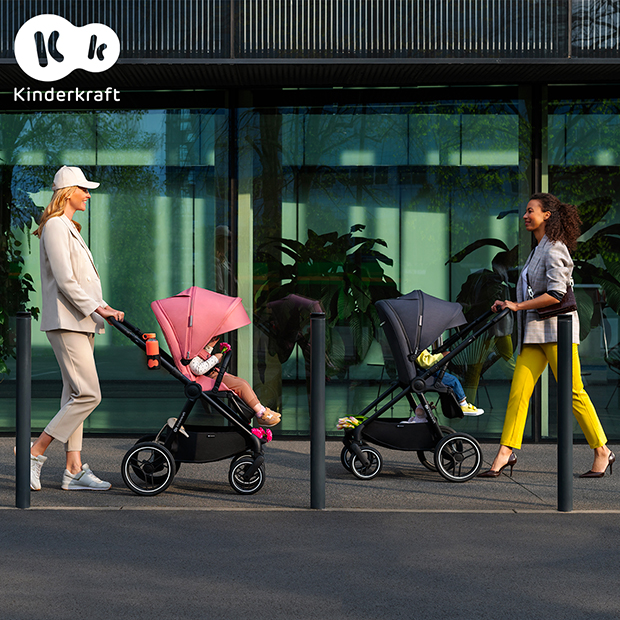 Kinderkraft Nea 2 in 1 - Vista laterale fronte strada e fronte genitore