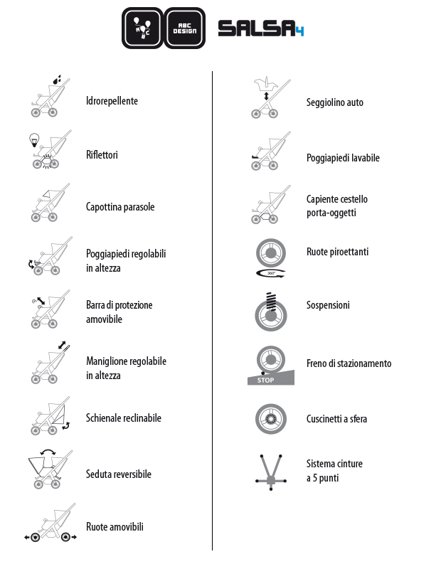 ABC Design Salsa4 - tutte le funzionalit e le caratteristiche - cercapasseggini 2016