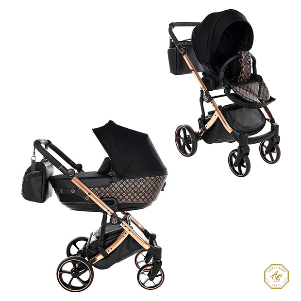 Duo Antes Baby Monogram con telaio Rosegold e tessile Nero