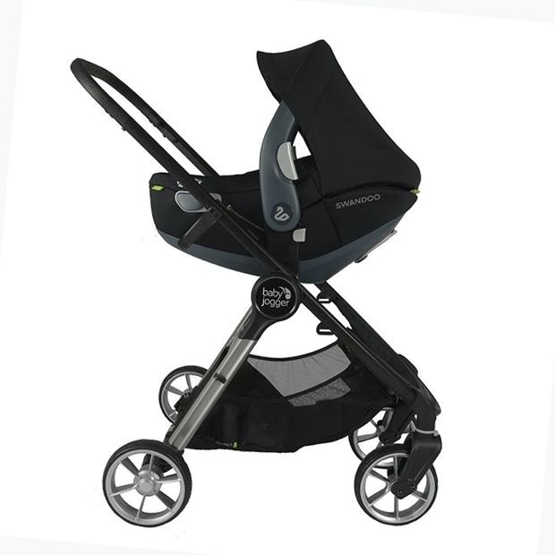 Albert di Swandoo montato sul passeggino Baby Jogger City Mini2