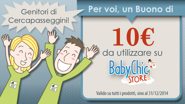 Buono sconto di  10 su tutto il catalogo di BabyChicStore - Cercapasseggini