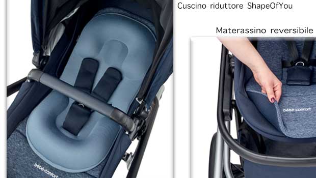 Il dettaglio del cuscino riduttore ShapeOfYou e del materassino reversibile estate-inverno