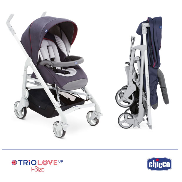 Chicco Trio Love Up i-Size 2018 - vista del passeggino aperto e chiuso - cercapasseggini