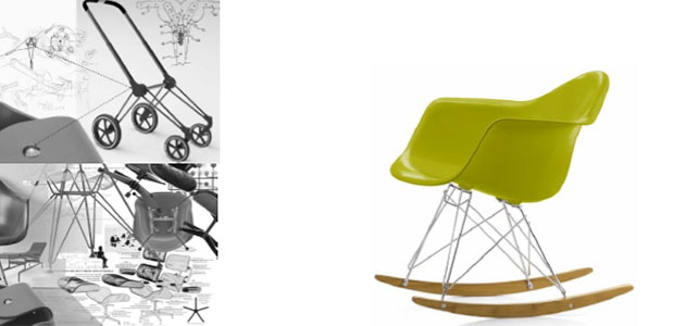 La sedia DSW degli architetti Eames, fonte d'ispirazione del telaio del passeggino Cybex PRIAM