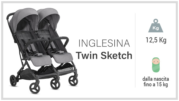 Inglesina Twin Sketch - Miglior passeggino gemellare economico - Guida all'acquisto