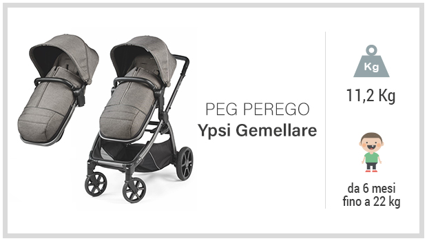 Peg Perego Ypsi Gemellare - Miglior passeggino gemellare trio - Guida all'acquisto