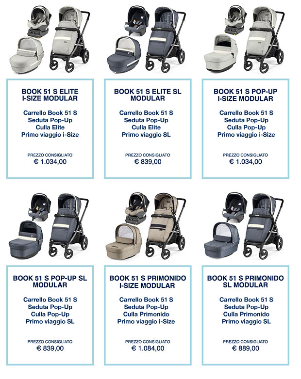 Peg Perego Book 51 S Modular - le combinazioni possibili e i prezzi - Cercapasseggini