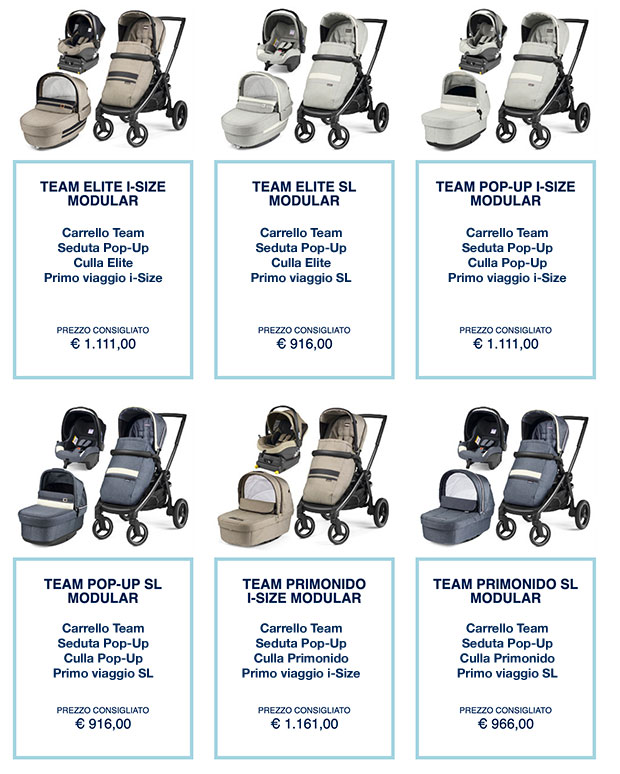Peg Perego Team Modular - le combinazioni possibili e i prezzi - Cercapasseggini