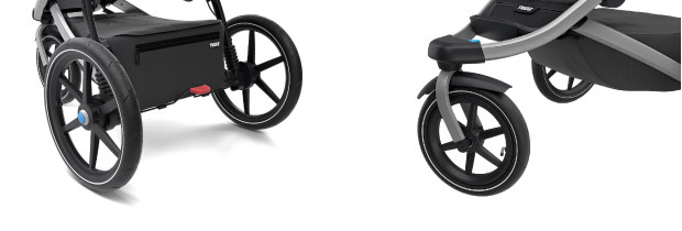 Thule Urban Glide 2, dettaglio ruote posteriori e anteriori
