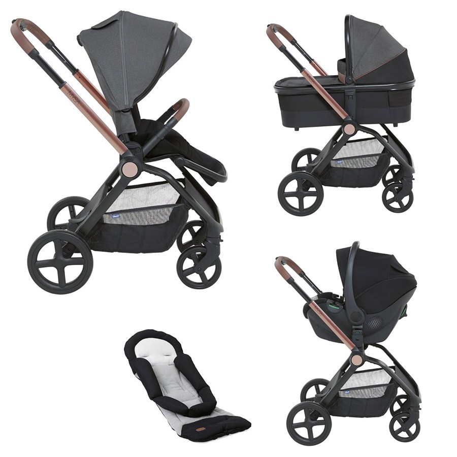 Passeggino Trio e sistemi modulari Chicco Trio Mysa con Kory Air Plus Black Satin