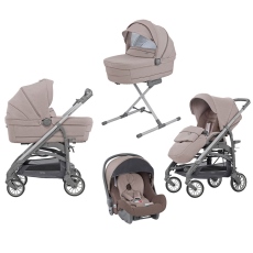 Passeggino Trio Inglesina Trilogy System Quattro telaio City Bianco collezione 2018 Alpaca Beige
