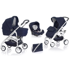 Passeggino Trio Inglesina Trilogy System Quattro telaio City Bianco collezione 2014 Marina (Blue) - Manico unito