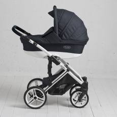 Passeggino Trio Momon Trio Vernuji collezione 2016 Blu Royal telaio bianco