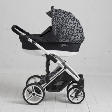 Passeggino Trio Momon Trio Vernuji collezione 2016 Flower Grey telaio bianco