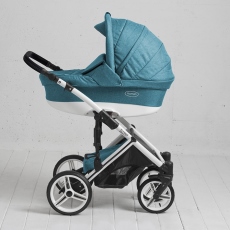 Passeggino Trio Momon Trio Vernuji collezione 2016 Turchese telaio bianco