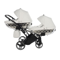 Passeggino Gemellare Junama Mirror Slim Gemellare collezione 2023 Bianco Cromato