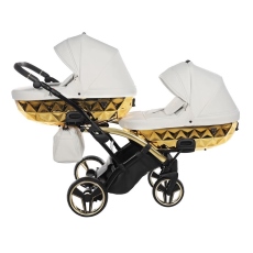 Passeggino Gemellare Junama Mirror Slim Gemellare collezione 2023 Bianco Oro Giallo