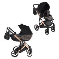 Passeggino Duo Antes Baby Duo Monogram collezione 2023 Nero Rosegold