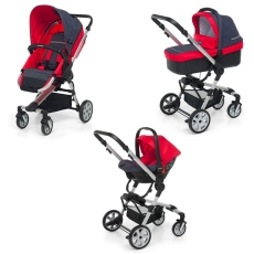 Passeggino Trio Foppapedretti Supertres collezione 2024 Denim Rosso