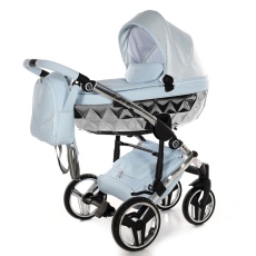Passeggino Trio Junama Diamond Dolce Mirror collezione 2021 Blue Silver