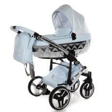 Passeggino Trio Junama Diamond Dolce Mirror collezione 2024 Blue Telaio Silver