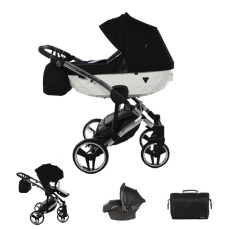 Passeggino Trio Junama Diamond S-Line collezione 2023 Black White Cromato