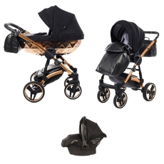 Passeggino Trio Junama Diamond Shine collezione 2023 Nero Oro Rosa