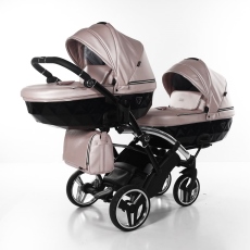 Passeggino Gemellare Junama Fluo Slim Gemellare collezione 2024 Rosa Telaio Nero