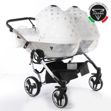 Passeggino Gemellare Junama Glow Gemellare collezione 2022 Bianco Cromato