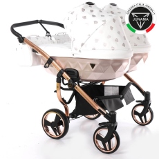 Passeggino Gemellare Junama Glow Gemellare collezione 2023 Bianco Oro Rosa