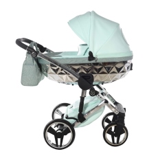 Passeggino Trio Junama Hand Craft Glitter collezione 2024 Mint Silver