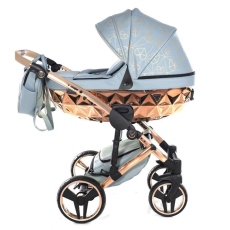 Passeggino Trio Junama Heart collezione 2024 Azzurro Oro Telaio Oro Rosa