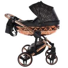 Passeggino Trio Junama Heart collezione 2024 Black Rosegold Telaio Rosegold