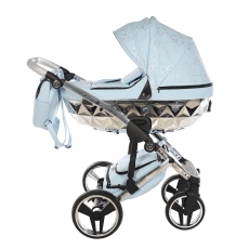 Passeggino Trio Junama Heart collezione 2024 Blue Silver Telaio Silver