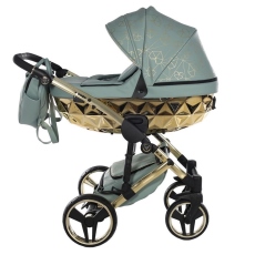 Passeggino Trio Junama Heart collezione 2024 Khaki Gold Telaio Gold