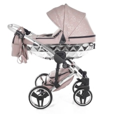 Passeggino Trio Junama Heart collezione 2024 Rosa Silver Telaio Silver