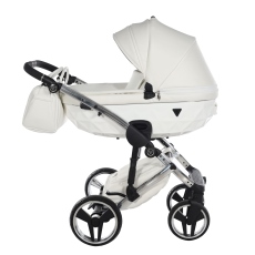 Passeggino Trio Junama Individual collezione 2024 Pelle Bianco Telaio Cromato