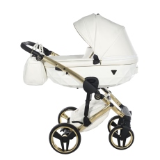 Passeggino Trio Junama Individual collezione 2024 Pelle Bianco Telaio Oro