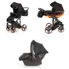 Passeggino Trio Junama Mirror collezione 2022 Champagne Nero