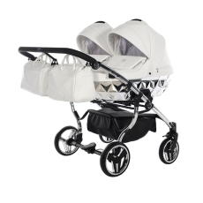 Passeggino Gemellare Junama Mirror Gemellare collezione 2022 Bianco Cromato