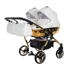 Passeggino Gemellare Junama Mirror Gemellare collezione 2023 Bianco Oro Giallo