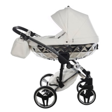 Passeggino Trio Junama Mirror Pelle collezione 2024 Bianco Grey