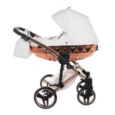 Passeggino Trio Junama Mirror Pelle collezione 2024 Bianco Oro Rosa