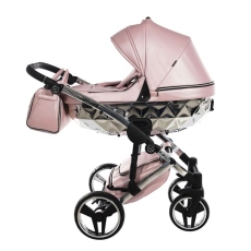 Passeggino Trio Junama Mirror Pelle collezione 2024 Rosa Silver