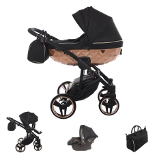 Passeggino Trio Junama Mirror Satin collezione 2023 Champagne Nero