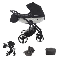 Passeggino Trio Junama Mirror Satin collezione 2023 Grigio Nero