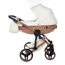 Passeggino Trio Junama Mirror Satin Pelle collezione 2024 Champagne Satinato e Bianco
