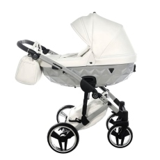 Passeggino Trio Junama Mirror Satin Pelle collezione 2024 Grigio Satinato e Cromato