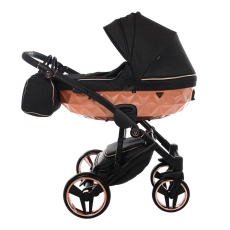 Passeggino Trio Junama Mirror Satin Tessuto collezione 2024 Nero Champagne