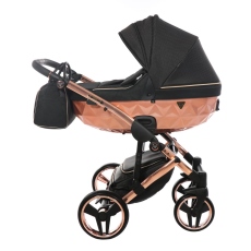 Passeggino Trio Junama Mirror Satin Tessuto collezione 2024 Nero Champagne Oro Rosa